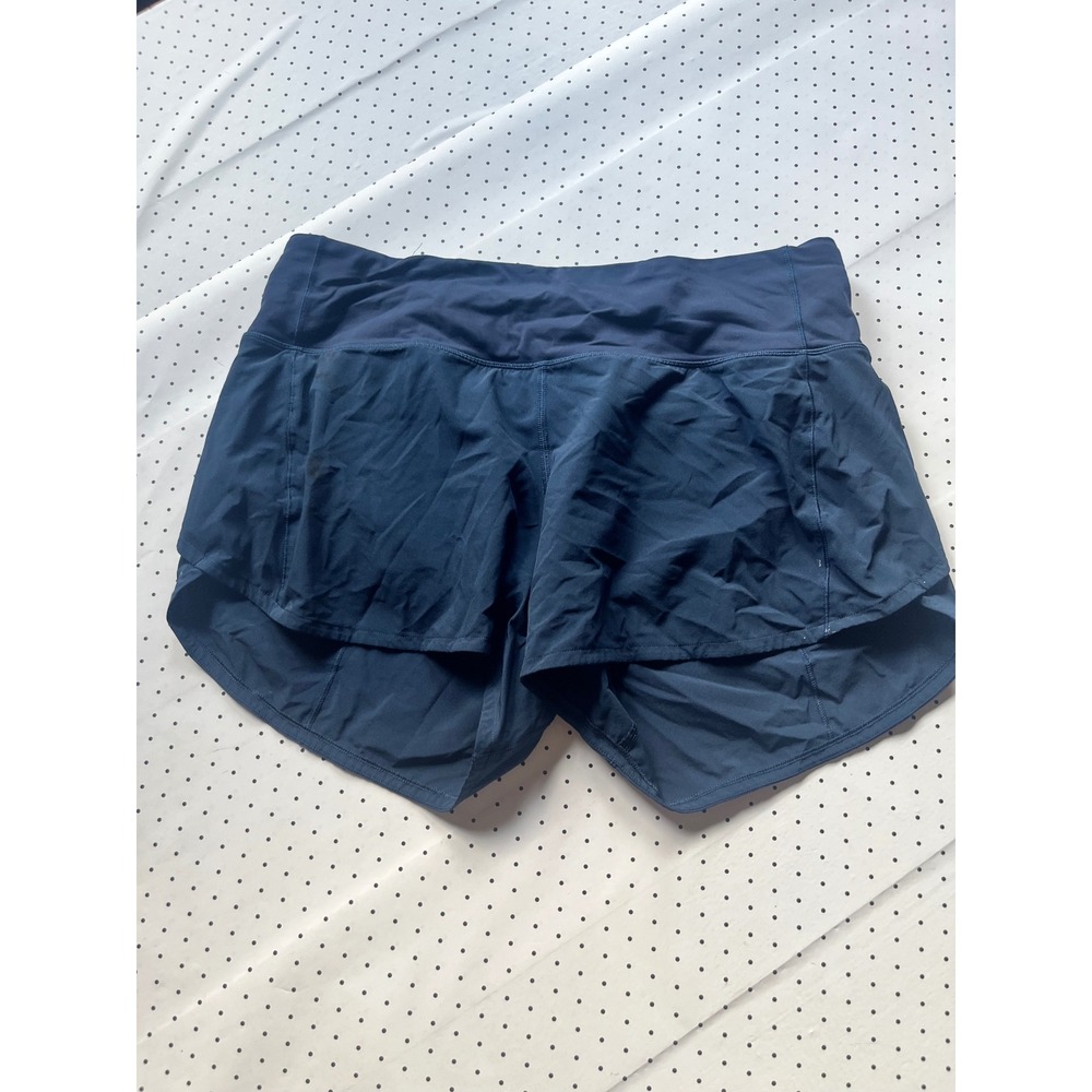 Lululemon Speed Up Navy Blue Running Shorts Womens Size 8 Zip Pocket Liner